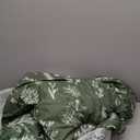 MUXHOMO Duvet Cover Queen Size, Reversible Floral Dark Green Duvet Cover Set with Zipper Closure, 3 Pieces Botanical Patterns Soft Microfiber Bedding Set with 4 Ties (90"x90", 2 Pillow Cases) (01- Dark Green Leaves (No Comforter))