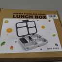 Stainless Steel Bento Box for Kids Adults with Silicone Container, Leak Proof 4 Compartments Metal Lunch Box, Removable Silicone Seal & Clear Lid Food Container for School Office, BPA-Free(Black)