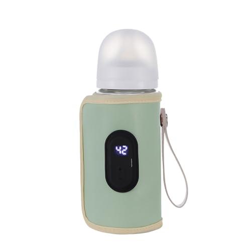 Baby Bottle Warmer,Keep Milk Warm Only (No Heating,Keep Warm only) Temperature Digital USB Portable Warming Sleeve,Portable Thermo Cover with Digital Display & Keep Warm Settings (Green)