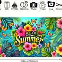 2 x Hello Summer Backdrop Banner 71 x 43 inch Flower Butterfly Hello Summer Outdoor Decorations Supplies Tropical Beach Hawaiian Party Themed Photo Booth Props