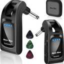 Wireless Guitar System 2.4 GHz with 6 Channels Rechargeable Audio Wireless Guitar Transmitter Receiver for Bass Electric Instruments (Black)