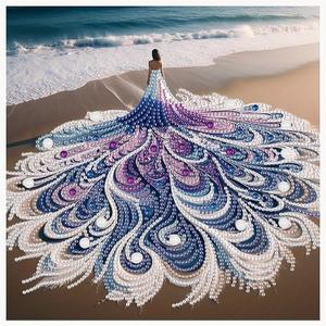 Diamond art Painting Kit, 5D DIY Beach beauty, Special Shape Crystal Artificial Diamond Partial Mosaic Handicraft for Beginners, Wall Decor Art For Bedroom, Office, Living Room, Christmas Gift