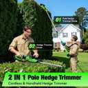 SOARFLY 2 in 1 Pole Hedge Trimmer Cordless & Handheld Hedge Trimmer | 2Pcs 4.0Ah Battery &Charger, 20V Electric Hedge Trimmer, 8.5 Feet Reach, 20" Dual-Action Blade, 11 Rotating Head Pole Trimmer