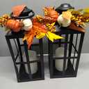 Fall Lanterns Decorative Indoor Outdoor, 2 Pack Hanging Harvest Lantern with LED Candle, 18 Inch Autumn Flameless Lights with Pumpkin and Maple Leaf for Thanksgiving Table Centerpiece Home Decor