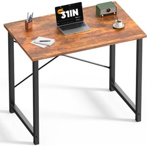 DUMOS 32 in Small Computer Desk for Home Office, Modern Study Work Table Simple Style for Bedroom, Writing Desks with X-Shaped Reinforcement, Rust (Wood Brown) DUMOS 32 in Small Computer Desk for Home Office, Modern Study Work Table Simple Style for Bedroom, Writing Desks with X-Shaped Reinforcement, Rust (Wood Brown)