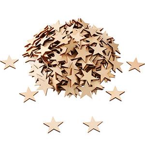 250 Pieces Wooden Stars Shape Unfinished Wood Stars Pieces Blank Wooden Cutouts Ornaments for Craft and Christmas Decoration(1-1/4 Inch)