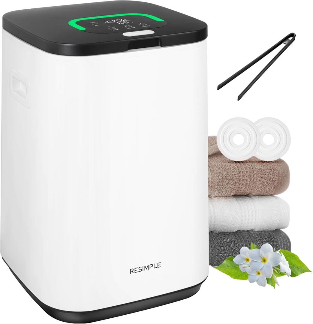 Resimple Towel Warmer for Bathroom, 23L Large Hot Towel Warmers Bucket with LED Display, 3 Heating Modes, Up to 24 Hour Delay, Luxury Towel Heater for Oversize Bathrobes Blankets - Black (12.6*12.6*18.5 inches)