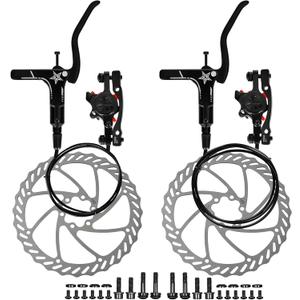 Hydraulic Brakes, MT200 Hydraulic Brakes for Ebike, 160mm/6.3-in Discs Bike Parts Dual-Piston Hydraulic Disc Brake Kit Aluminum Alloy Parts with Tools, Folding Bike/Ebike/Scooter/Fat Bike
