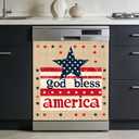 Dishwasher Magnet Cover 23" x 25.6", Independence Day Magnetic Door Wrap, Reusable Fridge Appliance Decor Sticker for Kitchen (Patriotic Star, Rustic Stripes, 23" W x 26" H)