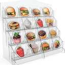 Acrylic Sticker Display Stand with Curved Pockets for Big 4'' Stickers- Brochure Holder with Customizable Space - On the Go Display Stands for Vendor Events - Ideal for Small Business Vendors (Medium)