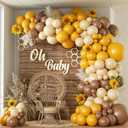 140pcs Bee Balloon Arch Garland Kit with Brown Mustard Yellow Sand White Balloons for Sunflower Bee Gender Reveal Birthday Baby Shower Decorations