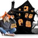 4.2 Feet Halloween Party Decoration Vintage Haunted House Cardboard Cutout Stand Up Large Haunted Mansion Photo Props for Halloween Party Backdrop Decor