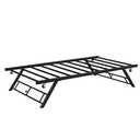 GarveeHome Stand Up Trundle Day Bed, Pop Up Trundle, Twin Trundle Bed Frame Only, Metal Slats Support with Lockable Casters, Brown