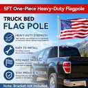 5FT One-Piece Flag Pole for Outside House with 3X Thicker Wall | Heavy Duty Flag Pole for Truck, Porch, House | 1" Flag Pole Kit | 80 MPH 360 Anti-Wrap (Silver, No Bracket/Flag)