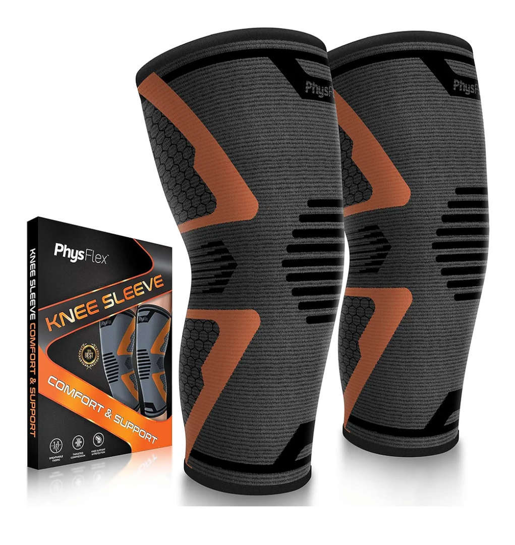 Knee Brace for Pain Relief - 2 Pack Knee Sleeves for Men and Women - Support for Weightlifting, Gym, Workout, Volleyball - Meniscus Tear, ACL, Arthritis (L)