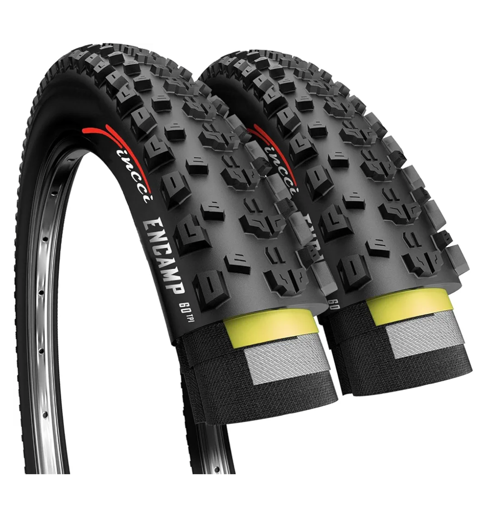 Fincci Encamp 27.5 x 2.25 Bike Tires - Foldable Kevlar 27.5 Mountain Bike Tires with 1mm Nylon Puncture Resistant - Black 27.5" 57-584 Fast Enduro Tread for Electric, Folding,Hybrid Bikes 60 TPI