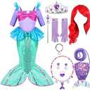 Spooktacular Creations Halloween Little Mermaid Costume for Girls, Sequin Mermaid Dress Set, Light Purple Princess Dress for Toddler Dress-Up, Cosplay Party (3T, 3-4 yrs)