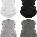 ROXUN 4 Pack Neck Gaiter, Cooling Breathable Face Mask UV Protection Scarf Hiking Bandana for Men/Women (Black+white+gray+light Gray)