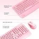MEETION Wireless Keyboard and Mouse, Full-Sized Cordless Keyboard with Wrist Rest, 3 DPI Adjustable Mouse, Keyboard and Mouse Set with 2.4GHz USB Receiver, for PC/Computer/Laptop/Windows/Mac, Pink