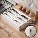 Wrap Dispenser with Cutter and Labels, Plastic Wrap Organizer For Kitchen,Bamboo 3-in-1 Wrap Dispensers for Cling Wrap Aluminum Foil and Wax,Storage Organization HolderWhite