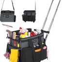Large Rolling Cleaning Caddy Bag with Detachable Trolley, Waterproof Cleaning Caddy on Wheels for Housekeepers, Cleaning Cart Supplies Organizer for Home,Car,Office,Picnic(Gray)(InPatent)