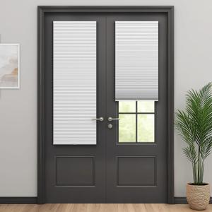 LazBlinds Cordless Cellular Shades for French Doors, No Drill French Door Blinds for Privacy, Blackout Light Blocking Honeycomb Shades for Sliding Doors Front Door Patio, 1 Pack, 12" W x 70" H, White