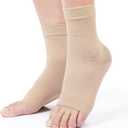 KEKING Ankle Compression Sleeve - 20-30mmhg Open Toe Compression Socks for Swelling, Plantar Fasciitis, Sprain, Neuropathy - Brace for Women and Men (X-Large, Beige)