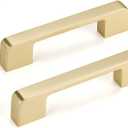 10 Pack 3-3/4 Inch Modern Brushed Gold Cabinet Pulls Zinc Alloy Dresser Drawer Pulls Cabinet Hardware