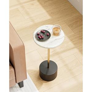 AEPOALUA Drink Table Pedestal, Round Side Table, Drink Tables for Small Spaces, Pedestal End Table, Small Pedestal Table (Black Gold)