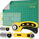 Magicfly Rotary Cutter Set, 45mm and 28mm Fabric Cutters Kit with Extra 10 Blades, A3 Double-sided Self Healing Cutting Mat, 12x6 Inch Quilting Ruler for Sewing, Fabric Cutting, Art Crafting