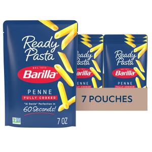 Barilla Ready Pasta, Fully Cooked Penne Pasta, Non-GMO & Kosher, 7 oz (Pack of 7) Best By 2026-12-01