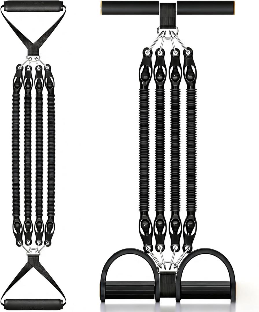 Multifunction Tension Rope, 2 Tubes Stretch Yoga Pedal Tension Strap, Adjustable Resistance, Tension Rope Fitness Equipment (Black)