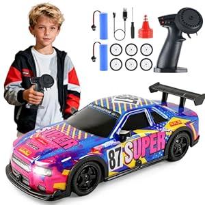 SANCO RC Drift Car 1:22 Scale  2.4GHz 4WD Remote Control Car with Dual Tires & LED Lights, 50Mins Playtime，20+KM/H,RC Racing Toy for Boys Girls Kids with 2 Batteries(Pink)