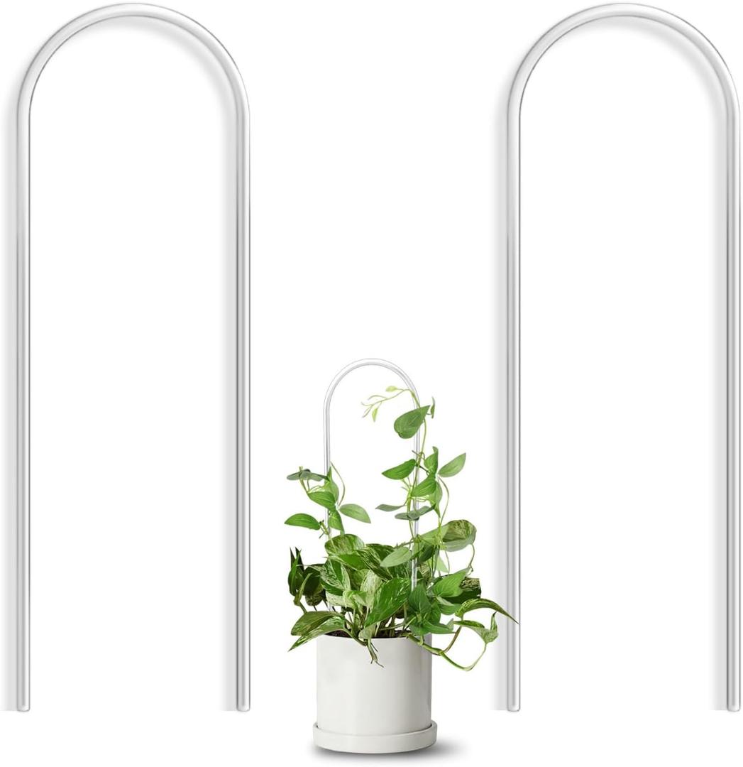 2 Pack U-Shaped Clear Acrylic Trellis for Indoor Plants, Small Plant Trellis for Potted Plants Climbing Plants, Plant Support Hoya Trellis for Vine Ivy Hoya Indoor Outdoor (Medium)
