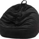 Nobildonna 3 ft Bean Bag Chair Cover (No Filler) 35"43" Large Stuffed Animal Storage Bean Bag Washable Big Beanbag Chair Cover Premium Corduroy Stuffable Bean Bag Cover for Adults,Kids,Black 300L