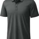 TACVASEN Mens Polo Shirts Short Sleeve Dry Fit Moisture Wicking Performance Collared Golf Shirt for Men Casual Athletic (Gray, M)