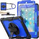 SEYMAC stock Case for iPad Air 3 2019 / Pro 10.5'' with Screen Protector Pen Holder [360 Rotate Hand Strap/Stand], Drop-Proof Case (Blue+Black)