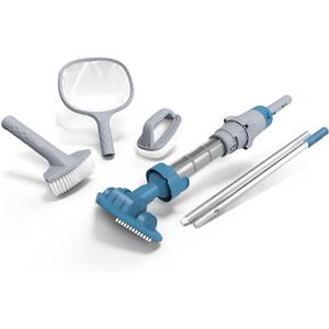 Kokido 2024 5-in-1 Rechargeable Spa Vacuum Essential Kit - Multi-Angle Head, Section Pole, 3 Hand Tools: Skimmer, Scrubber, and Brush. Cold/Hot Water Safe, Ideal for Inflatable Spa Hot Tub XV100