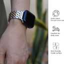 Seven-link Watch Band for Apple Watch Series 11, 10, 9, 8, 7, 6, 5, 4, 3, 2, 1 and SE 3/2/1 for Women, Dressy Stainless Steel Metal Band for Apple Watch 40mm 41mm 42mm 38mm 44mm 45mm 46mm for iWatch (Silver and Gold)