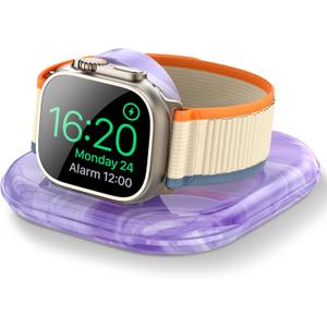 for Apple Watch Magnetic Charging Dock - Fast Magnetic Charger Stand, Compatible with Apple Watch Series 2/3/4/5/6/7/8/9/10/Ultra 1 2, Supports Nightstand Mode, Portable Design for Travel (Marble Purple)