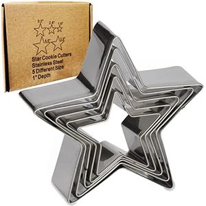 Antallcky Star Cookie Cutter Set-10 pcs Stainless Steel Five-pointed Star Biscuit Molds Fondant Cake Cookie Cutter Set Pastry Mold-for 3d Christmas Tree/Linzer Cookies