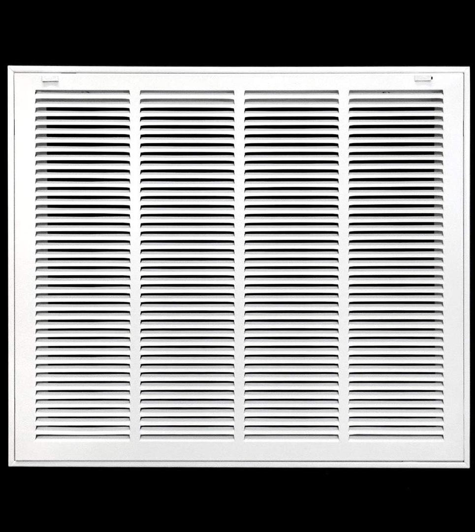24" X 20" Steel Return Air Filter Grille for 1" Filter - Easy Plastic Tabs for Removable Face/Door - HVAC Duct Cover - Flat Stamped Face -White [Outer Dimensions: 25.75w X 21.75h]