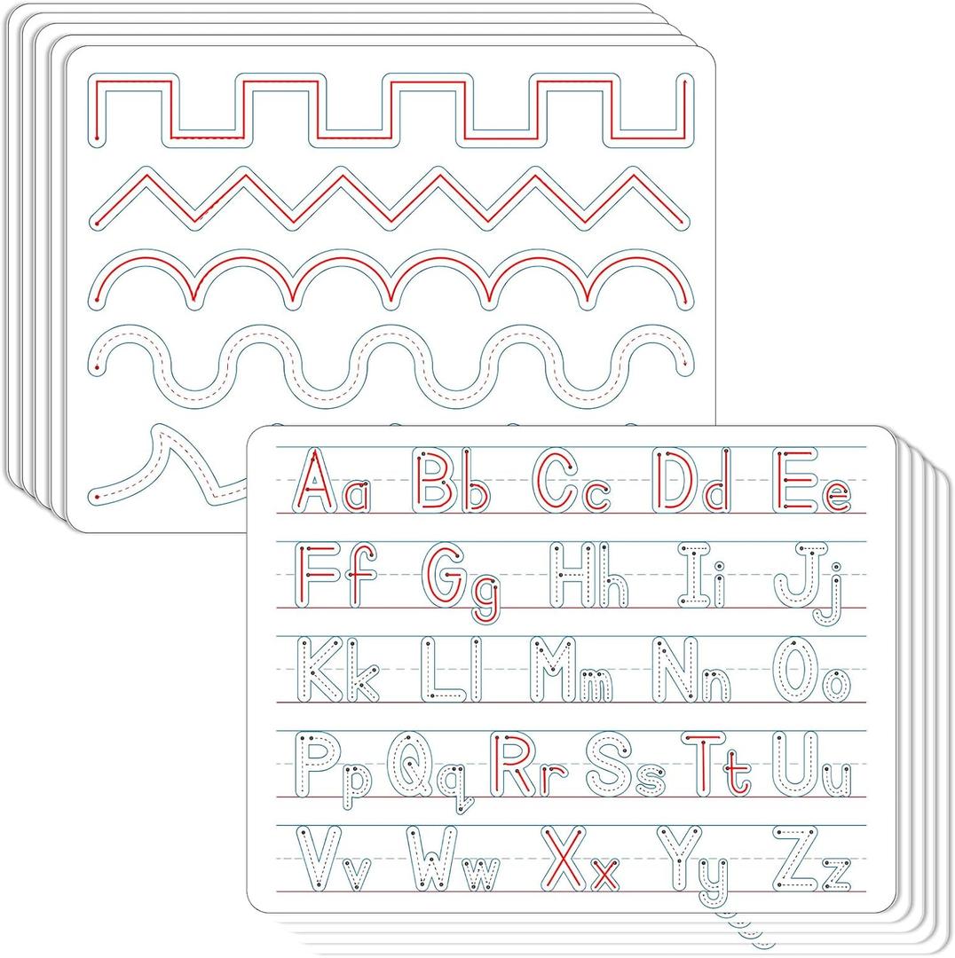 24Pcs Handwriting Practice Double Sided Cardboard for Students ABC Alphabet Tracing Dry Erase Whiteboard Letters Writing Paper Cardboard for Teacher Learning Tool Portable Writing Learning 12" x 9"