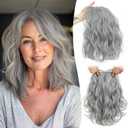 Ms Taj 11 Inch Short Wavy Hair Topper for Women with Thinning Hair, Natural Synthetic Lightweight & Breathable Hairpiece for Women with 6.5"x6.5" Base, Instantly Adds Volume and Coverage