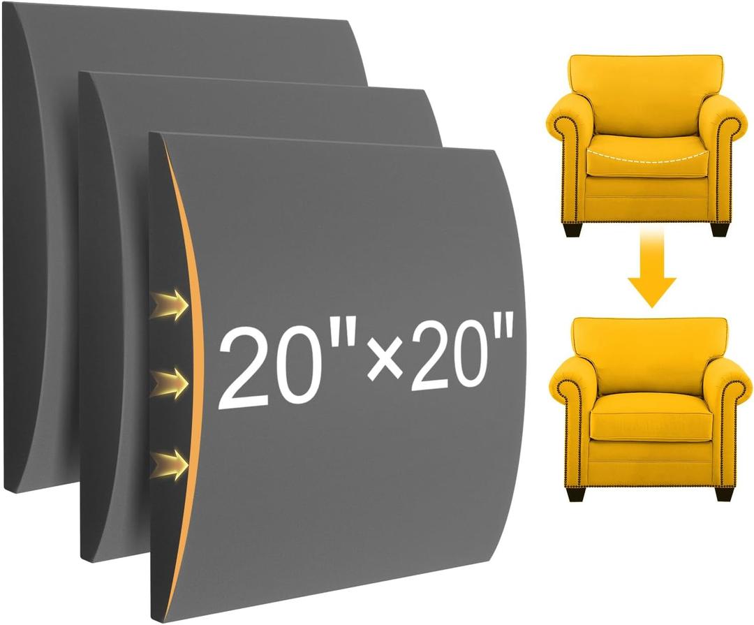 MYLIFESION Couch Cushion Support for Sagging Seat, 20x20x2 inches High-Density Foam Sofa Cushions Support, Under Cushion Sag Repair, Grey Set of 3