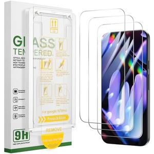 Caka 3-Pack Screen Protector for Google Pixel 10ProXL/Pixel 10Pro/Pixel 10/Pixel 9ProXL/Pixel 9Pro/Pixel 9/Pixel 9A - Easy Installation Tempered Glass Film with Pull Strip Alignment Frame