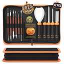 Upgraded Pumpkin Carving Kit for Adults & Kids with Professional Detail Sculpting Tools, Heavy Duty Stainless Steel Knife Set with Carrying Case for Halloween Decoration
