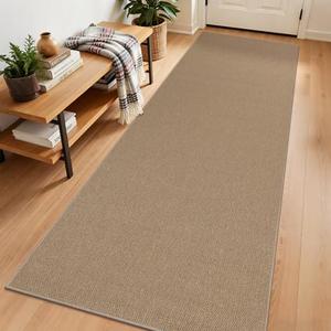 SHACOS Washable Runner Rug 3x8 ft, Woven Hallway Rug with Non Slip Rubber Backing, Indoor Outdoor Carpet Runner for Kitchen Entryway Farmhouse, Brown