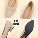 Women's Knit Pointed Toe Low Chunky Heel Pumps Fashion Mesh Hollow Shallow Mouth Slip On Low Heel Ballet Shoes Comfortable Breathable Casual Office Wedding Formal Dress Shoes, 35