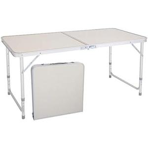 Aluminum Folding Table 4 Foot, Adjustable Height Lightweight Portable Camping Table for Picnic Beach Outdoor Indoor, White 120 x 60 x 70 4Ft